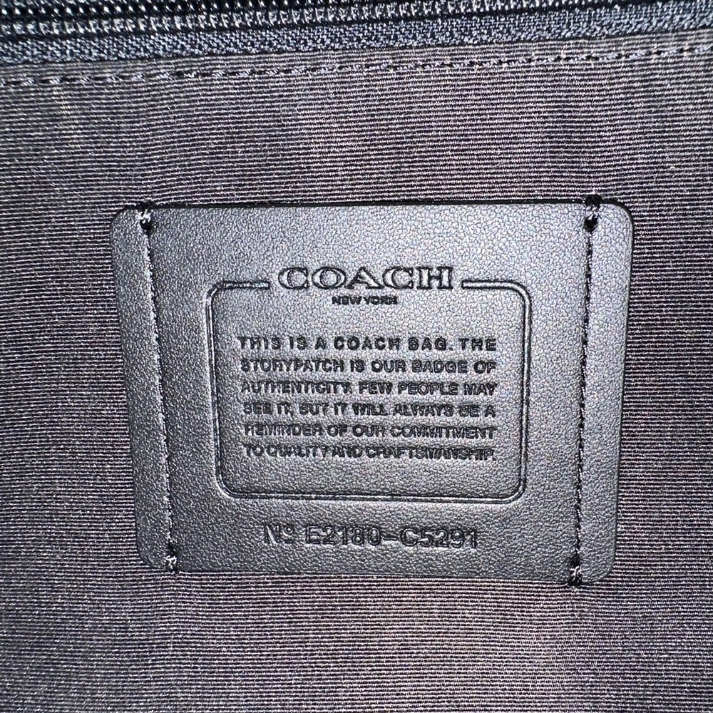 Coach Thompson Signature Stripe Messenger Crossbody Bag | Black Leather Canvas - Picture 11 of 16